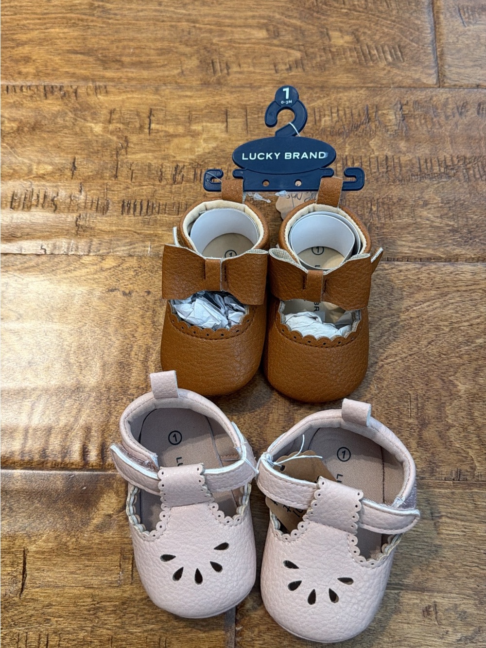 Lucky Brand Baby Mary Jane Shoes in Brown and Light Pink